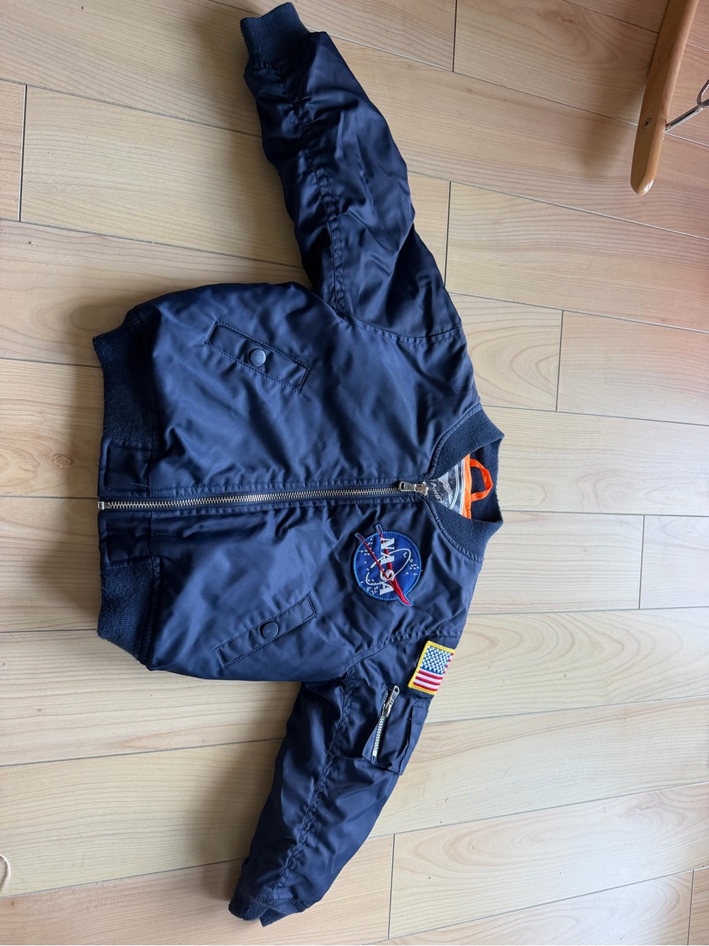 Kids Navy NASA Patch Bomber Jacket